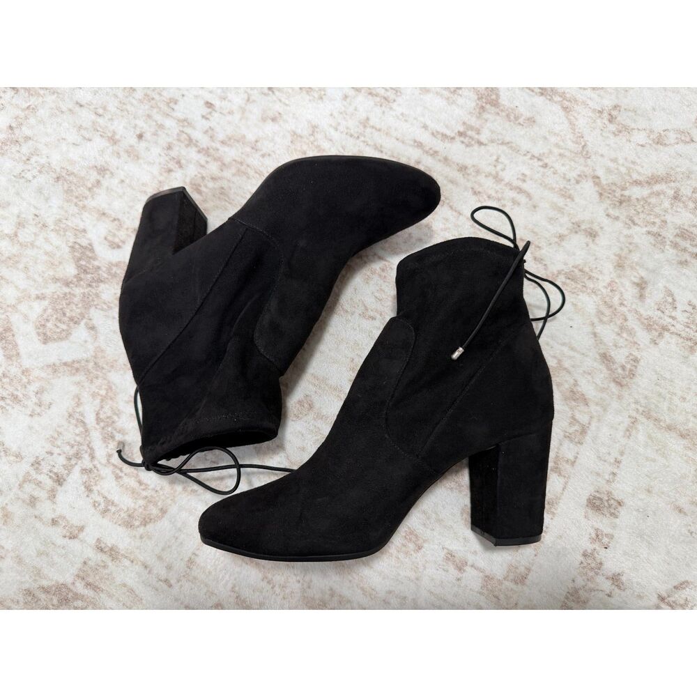 Christian Siriano Black Faux Suede Block Heel Sock Ankle Booties 10